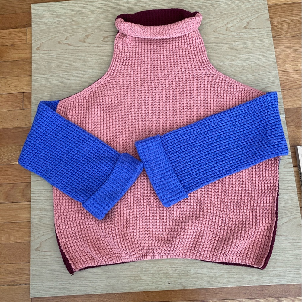 Free People Comfy Cowl Neck Sweater in Pink and Burgundy - Picture 5 of 9